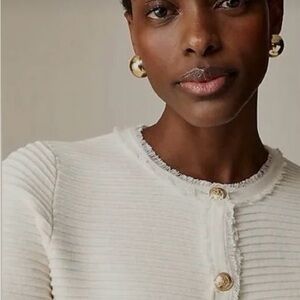 Cream Textured Tweed Cardigan